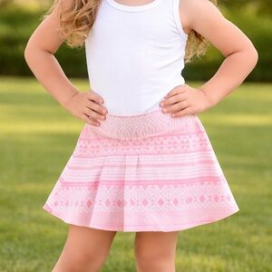 Light pink fit and flare elastic waist skirt